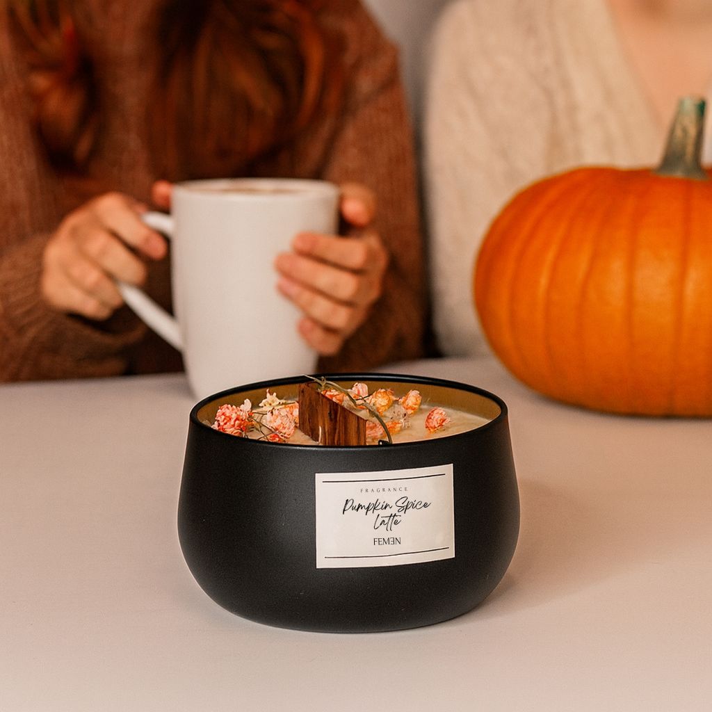 Pumpkin Spice Latte - Duftkerze mit Holzdocht